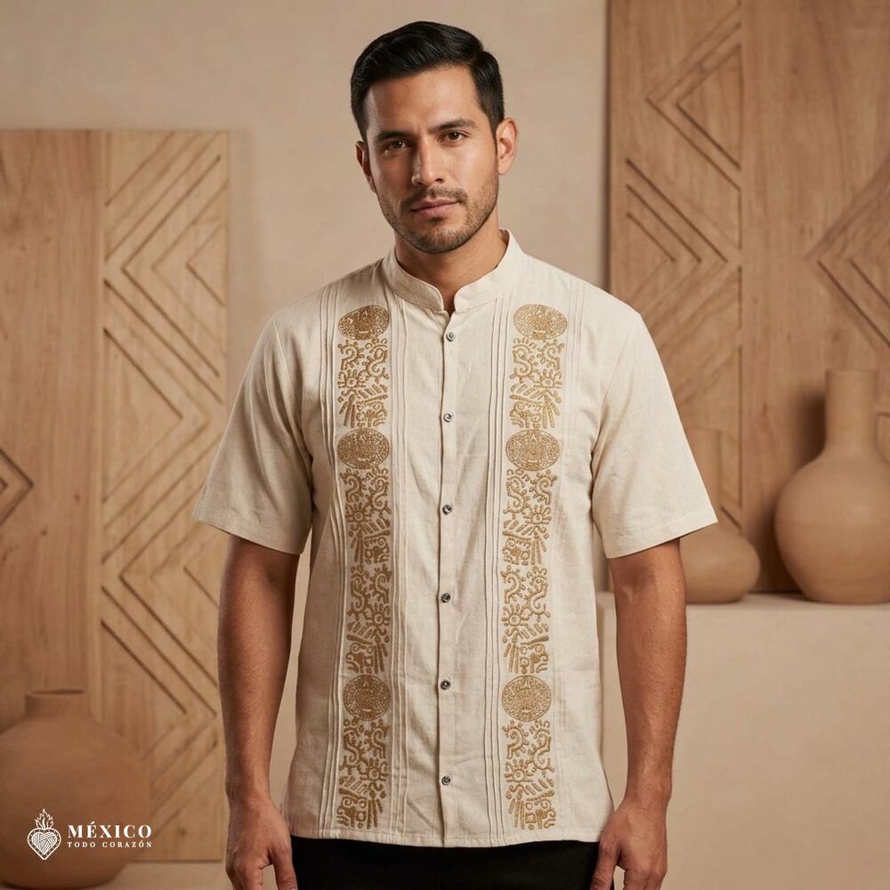 Traditional Mexican Embroidered Short Sleeve Shirt – Artisan Cultural Size L